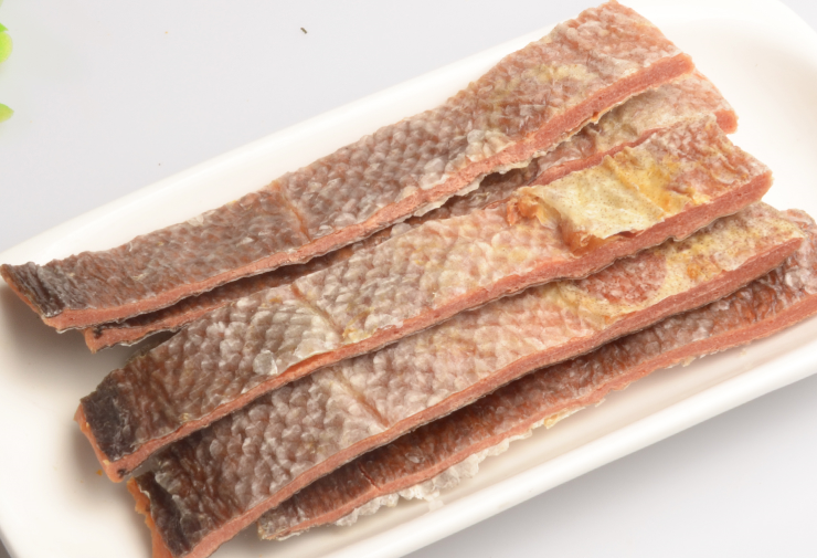 salmon and fishskin strips